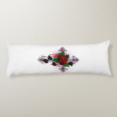 Coussins Longs Croix d'argent avec une rose rouge (Dos)