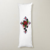 Coussins Longs Croix d'argent avec une rose rouge (Dos (Vertical))