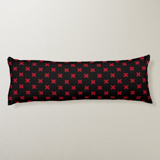 Coussins Longs Croix rouge coutures sur noir (Dos)