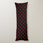 Coussins Longs Croix rouge coutures sur noir (Dos (Vertical))
