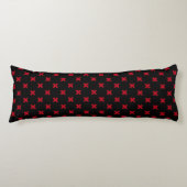 Coussins Longs Croix rouge coutures sur noir (Devant)