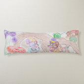 Coussins Longs Custom Kids Artwork, deux mignonnes souris, fleurs (Dos)