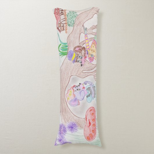 Coussins Longs Custom Kids Artwork, deux mignonnes souris, fleurs (Devant (Vertical))