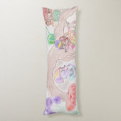 Coussins Longs Custom Kids Artwork, deux mignonnes souris, fleurs (Dos (Vertical))