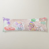 Coussins Longs Custom Kids Artwork, deux mignonnes souris, fleurs (Devant)