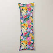 Coussins Longs Cute aqua jaune élégant motif floral (Dos (Vertical))