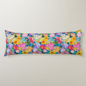 Coussins Longs Cute aqua jaune élégant motif floral (Devant)