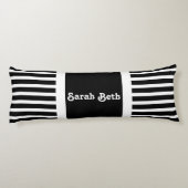 Coussins Longs Cute Bold Stripes Black & White, Ajouter votre nom (Dos)