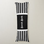 Coussins Longs Cute Bold Stripes Black & White, Ajouter votre nom (Devant (Vertical))