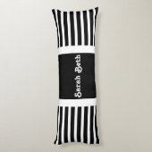 Coussins Longs Cute Bold Stripes Black & White, Ajouter votre nom (Dos (Vertical))