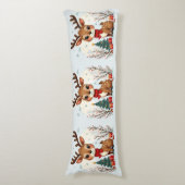 Coussins Longs Cute Christmas Reindeer Scene Snowy Forest (Devant (Vertical))