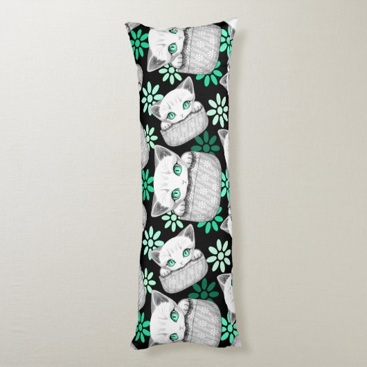 Coussins Longs Cute de chat et pointe joueuse à partir d'une poch (Dos (Vertical))