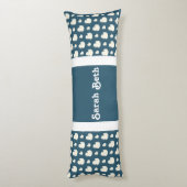 Coussins Longs Cute Ducks, Ardoise Bleu & Blanc, Ajouter votre no (Dos (Vertical))