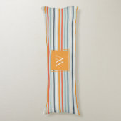 Coussins Longs Cute Dusky Orange Bleu Motif rayé ocre (Devant (Vertical))