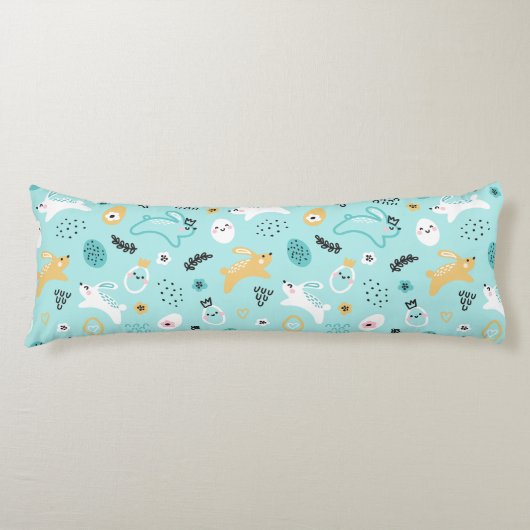 Coussins Longs Cute Easter Bunny Pattern Kawaii Rabbits Eggs  (Devant)