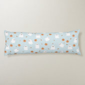 Coussins Longs Cute Fantôme et Citrouille Motif d'Halloween bleu (Dos)