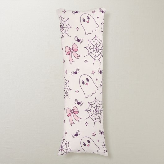 Coussins Longs Cute Halloween Ghost & Spiderweb Motif (Devant (Vertical))