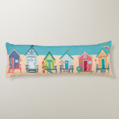 Coussins Longs Cute Moderne Plage Cabines Art Été Vacances (Dos)