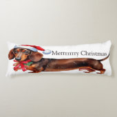 Coussins Longs Cute Noël dachshund personnalisé (Devant)