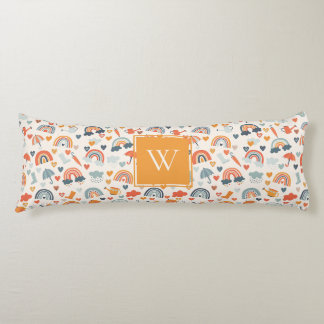 Coussins Longs Cute Orange Blue Spring Rainbow Clouds Motif