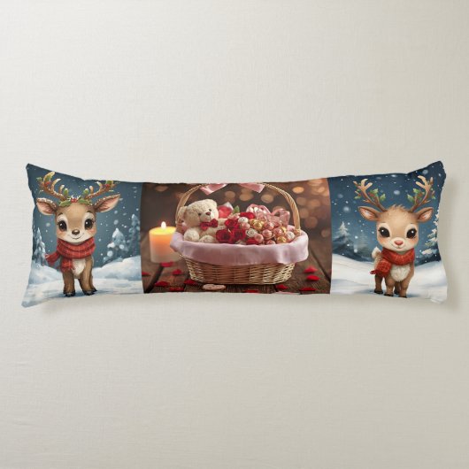 Coussins Longs Cute reindeer christmas bedding for kids winter  (Devant)