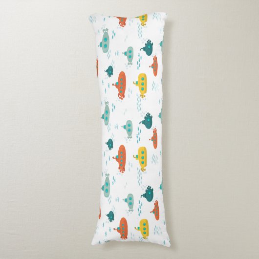 Coussins Longs Cute Submarine Nautical Deep Sea Fish Pattern (Devant (Vertical))