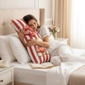 Coussins Longs Cute Teddy Bear Love Heart Balloons Red White