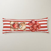 Coussins Longs Cute Teddy Bear Love Heart Balloons Red White (Dos)