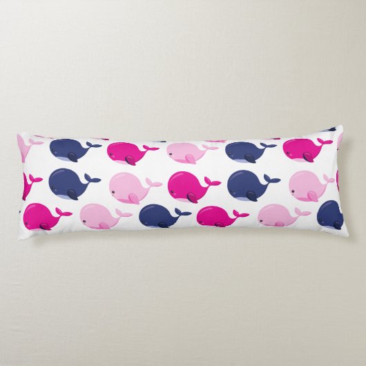 Coussins Longs Cute Whales, Pattern of Whales, Sea Animals (Dos)
