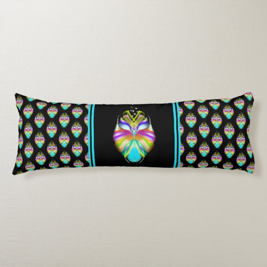 Coussins Longs Cyan coloré et hibou Oracle noir (Devant)