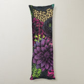 Coussins Longs Cyberpunk Dark Floral Throw Pillow - Edgy Punk Roc (Dos (Vertical))