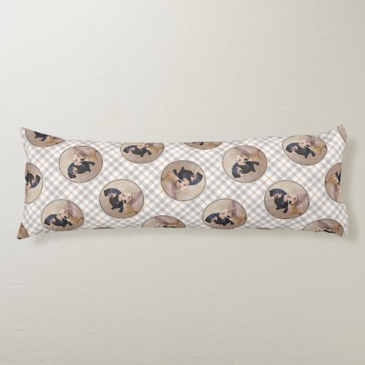 Coussins Longs Dachshund Peinture Smooth Black & Tan Red Dog Art (Devant)