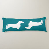 Coussins Longs Dachshund silhouette blanche + vos idées (Dos)