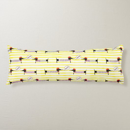 Coussins Longs Dachshund Wiener Dog Bonjour (Devant)