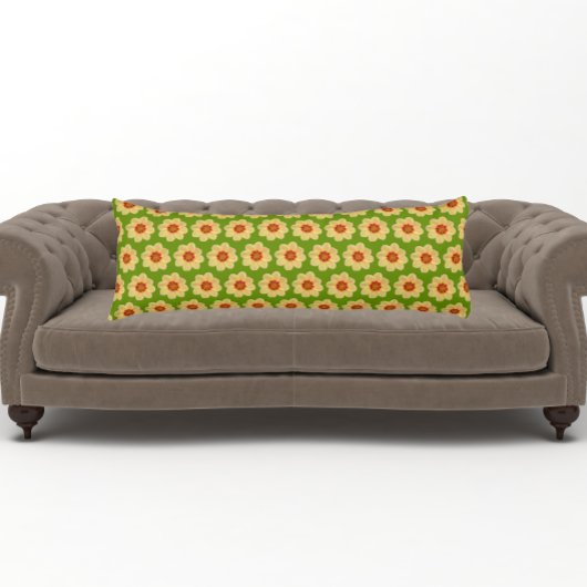 Coussins Longs Dahlia jaune motif floral sur vert