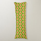 Coussins Longs Dahlia jaune motif floral sur vert (Devant (Vertical))