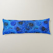 Coussins Longs Dahlias en bleu royal - design floral, (Dos)