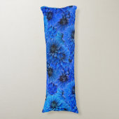 Coussins Longs Dahlias en bleu royal - design floral, (Devant (Vertical))