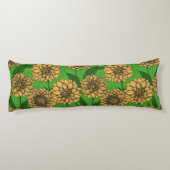 Coussins Longs Dahlias en jaune et vert (Dos)