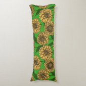 Coussins Longs Dahlias en jaune et vert (Devant (Vertical))
