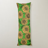 Coussins Longs Dahlias en jaune et vert (Dos (Vertical))