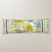 Coussins Longs Dahlias jaune bleu avec motif (Dos)
