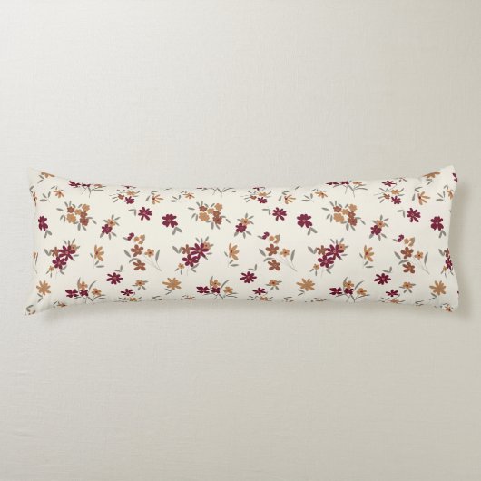 Coussins Longs Dainty Gold Maroon motif floral (Devant)