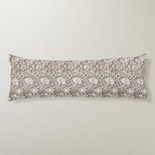 Coussins Longs Damas Art Nouveau Œillet, Taupe et Blanc