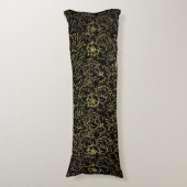 Coussins Longs Damas Florales Noir Et Or (Devant (Vertical))