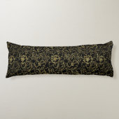 Coussins Longs Damas Florales Noir Et Or (Devant)