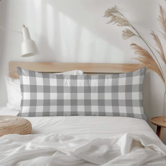 Coussins Longs Damier Vichy Buffle Gris Rustique Maison de Campag