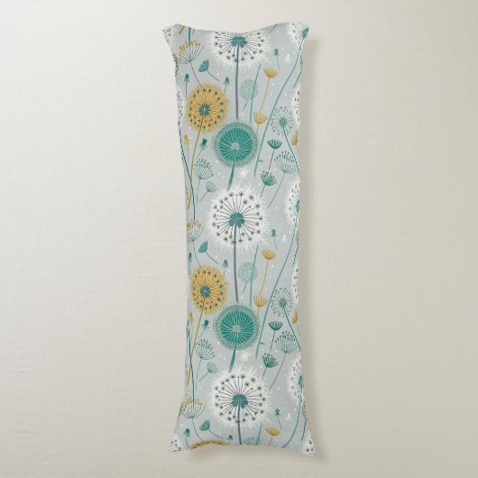 Coussins Longs Dandelion Whimsical - Jaune, Blanc & Turquoise (Devant (Vertical))