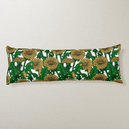 Coussins Longs Dandelions sur blanc (Dos)