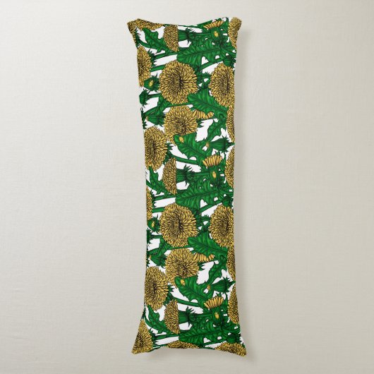 Coussins Longs Dandelions sur blanc (Devant (Vertical))